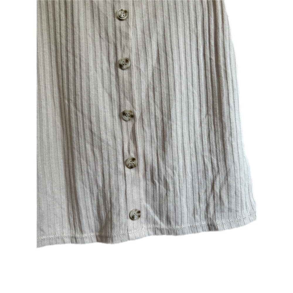 H&M Ribbed Knit Tank Top Womens Small Beige Excellent Button Front Scoop Neck - Picture 3 of 9